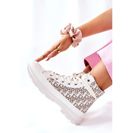 FB3 Zapatillas de deporte de caña alta para mujer con estampado Only You en blanco 3