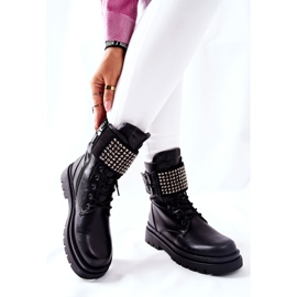 PE1 Botas de Mujer Trabajadoras Con Tachuelas Negras Eveis negro 7