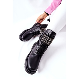 PE1 Botas de Mujer Trabajadoras Con Tachuelas Negras Eveis negro 4