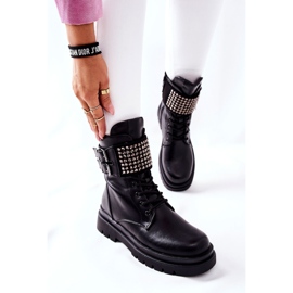 PE1 Botas de Mujer Trabajadoras Con Tachuelas Negras Eveis negro 9