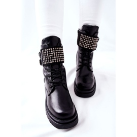 PE1 Botas de Mujer Trabajadoras Con Tachuelas Negras Eveis negro 5
