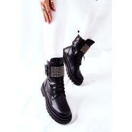 PE1 Botas de Mujer Trabajadoras Con Tachuelas Negras Eveis negro 6