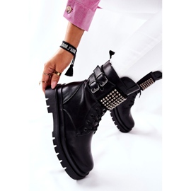 PE1 Botas de Mujer Trabajadoras Con Tachuelas Negras Eveis negro 8