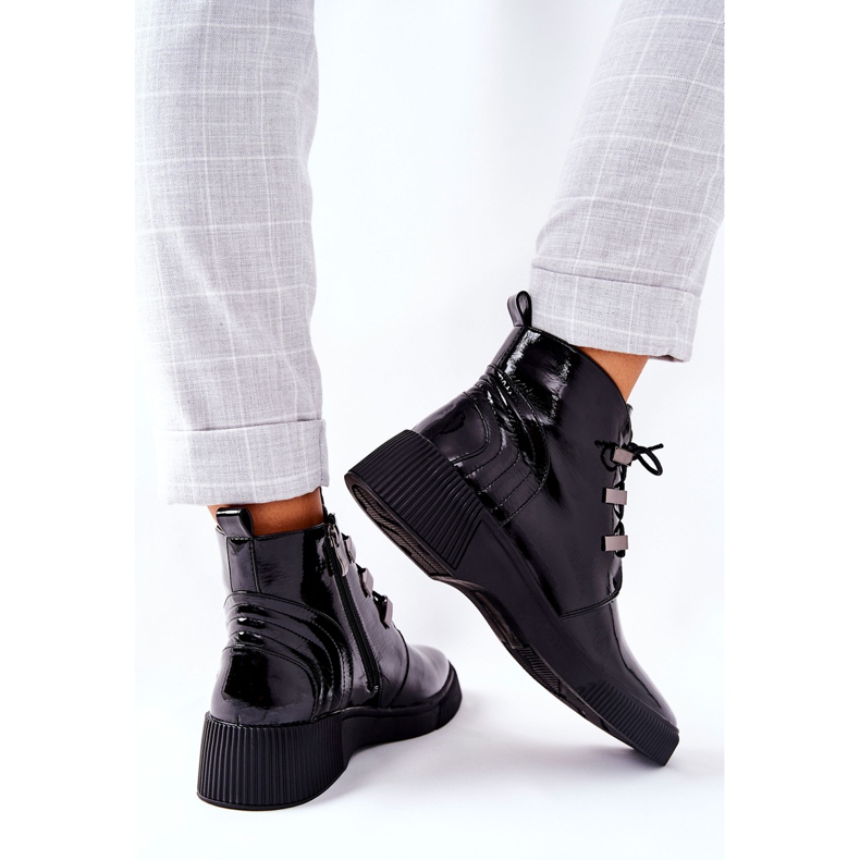 S.Barski Botas de trabajo negras lacadas Vica negro 2