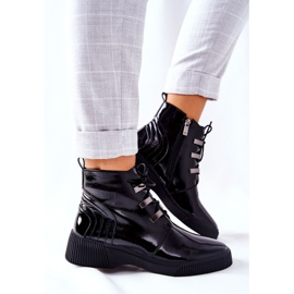 S.Barski Botas de trabajo negras lacadas Vica negro 3