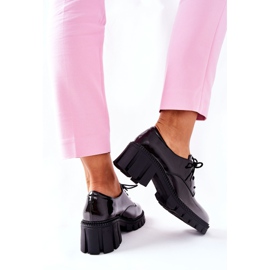 S.Barski Zapatos Mosa en negro y gris lacados y atados 1