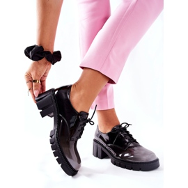 S.Barski Zapatos Mosa en negro y gris lacados y atados 5