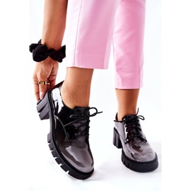 S.Barski Zapatos Mosa en negro y gris lacados y atados 6