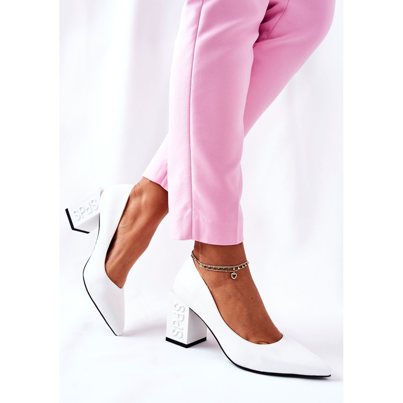 S.Barski Bombas de cuero en una barra Cherith blanca blanco 1