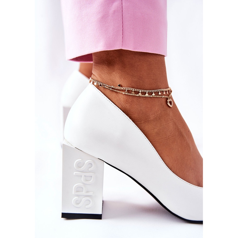 S.Barski Bombas de cuero en una barra Cherith blanca blanco 2