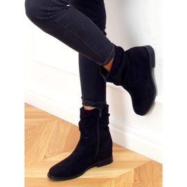 Botas negras con tacón de cuña oculto D7568 Negro 5