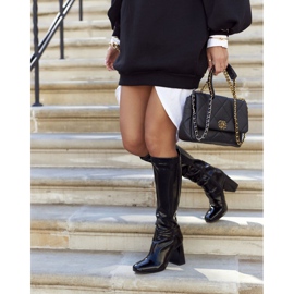 S.Barski Botas de Mujer Lacadas en Negro Meteris 10