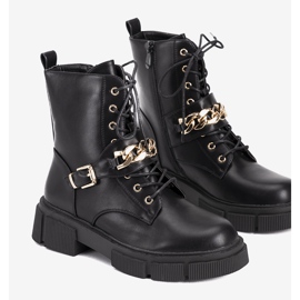 Botas de montaña negras con cadena Laurette dorada negro 1