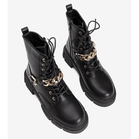 Botas de montaña negras con cadena Laurette dorada negro 2