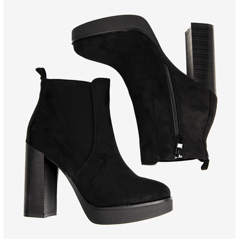 Botas de mujer negras en un poste alto de Lacasse negro 1 Botas de mujer negras en un poste alto de Lacasse negro 1