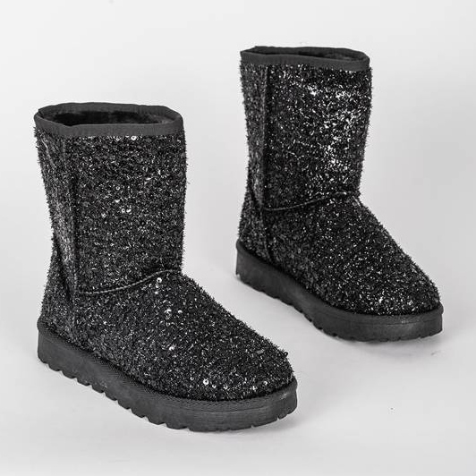 Botas de nieve negras brillantes de Moon negro plata 1