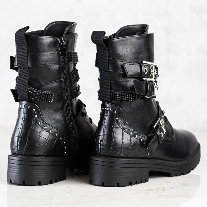 Erynn Trabajadores negros con hebillas decorativas 1