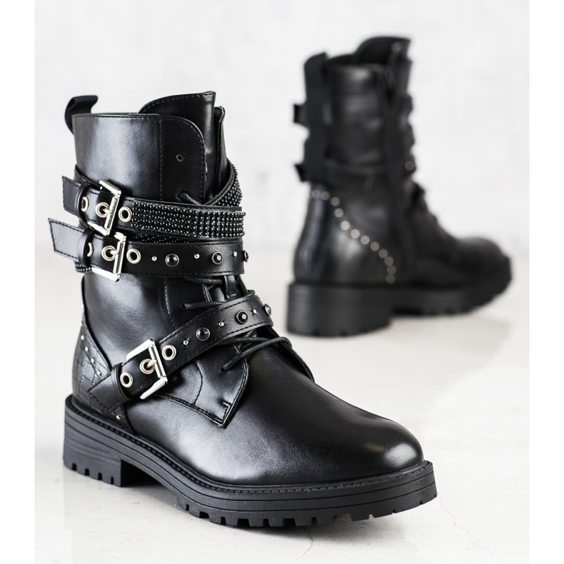 Erynn Trabajadores negros con hebillas decorativas 2