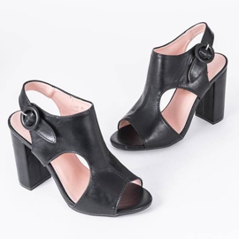 Sandalias negras en el poste de Caitlin negro 2