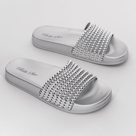 Pantuflas plateadas con cuentas Jennya de goma plata 1