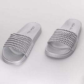 Pantuflas plateadas con cuentas Jennya de goma plata 2