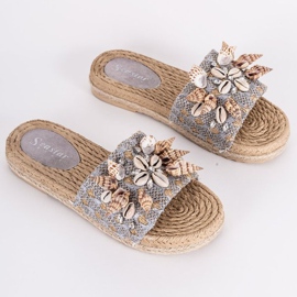 Chanclas Sea Side grises con conchas 1 Chanclas Sea Side grises con conchas 1