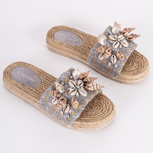Chanclas Sea Side grises con conchas 1 Chanclas Sea Side grises con conchas 1