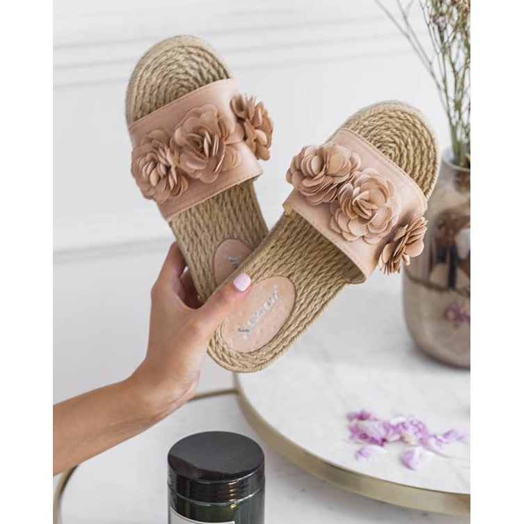 Pantuflas de mujer Sun Sparrow beige rosado 1