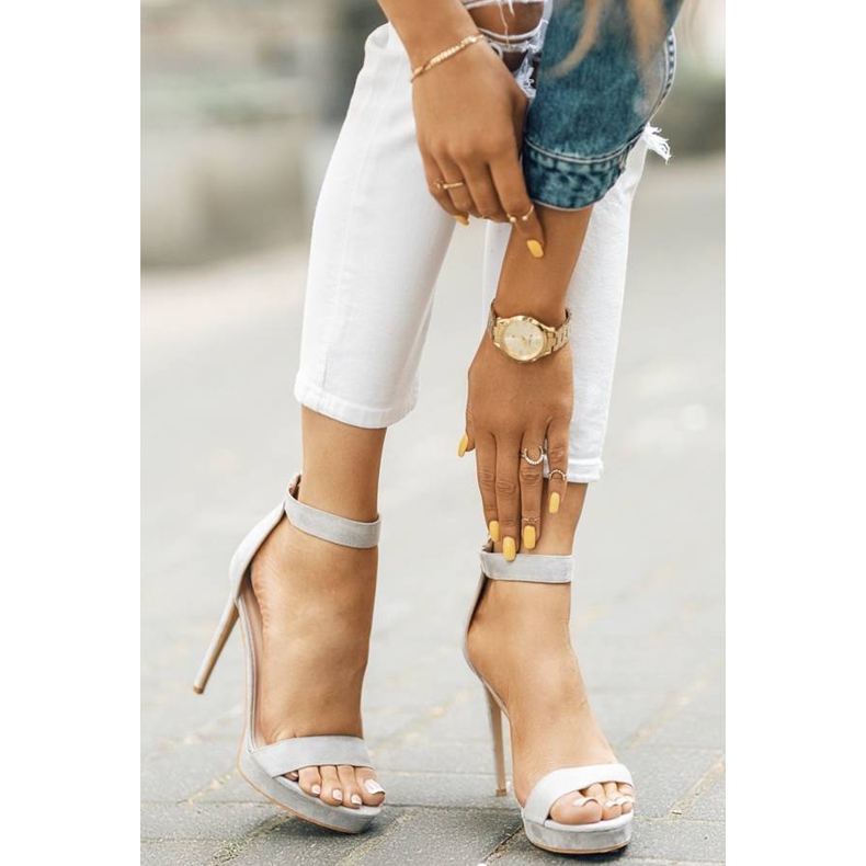 Sandalias grises de tacón alto Be My Baby rosado 1