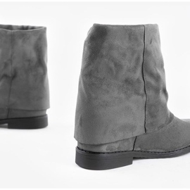 Botas grises en el tacón de cuña Lana cubierto 4