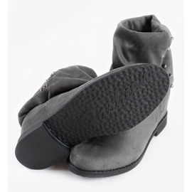 Botas grises en el tacón de cuña Lana cubierto 5
