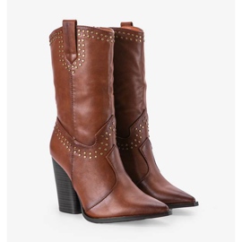 Botas de vaquero marrones con una parte superior de Bora decorada marrón 2