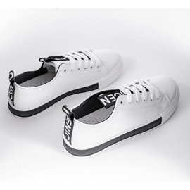 Zapatillas blancas de Alison con suela plana blanco negro 2