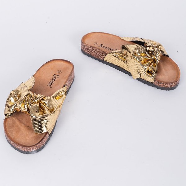 Pantuflas Cher dorado brillante 1