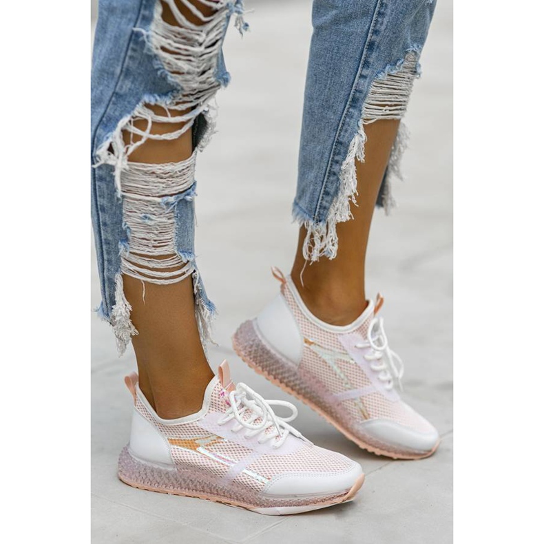 Deportivas blancas con adornos Lil blanco rosa 1