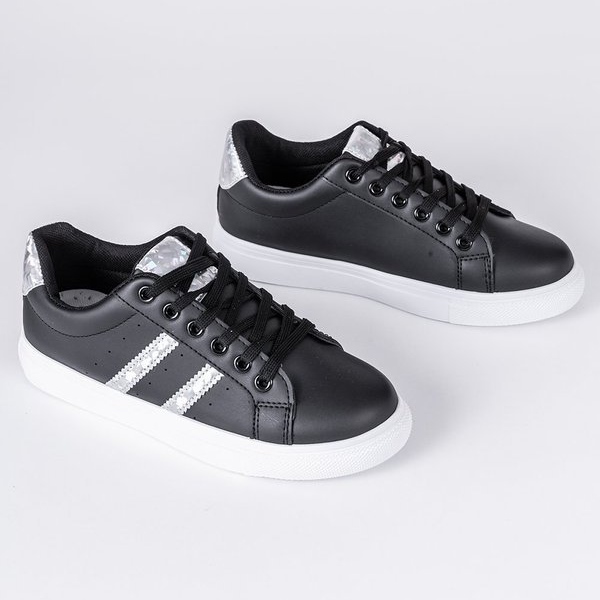 Zapatillas negras con adornos de Abbie negro plata 1