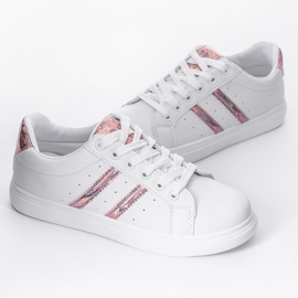 Deportivas blancas con adornos Abbie blanco rosado 2