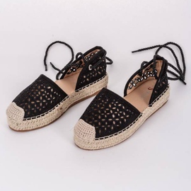 Alpargatas negras Peekaboo caladas negro 2