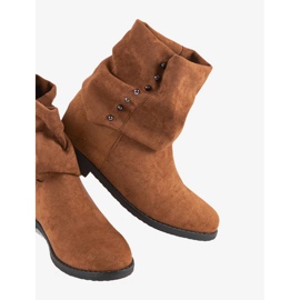 Botas camel en el tacón de cuña Lana cubierto marrón 4
