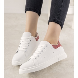 Zapatillas rojas y blancas sobre suela gruesa Influ blanco 1