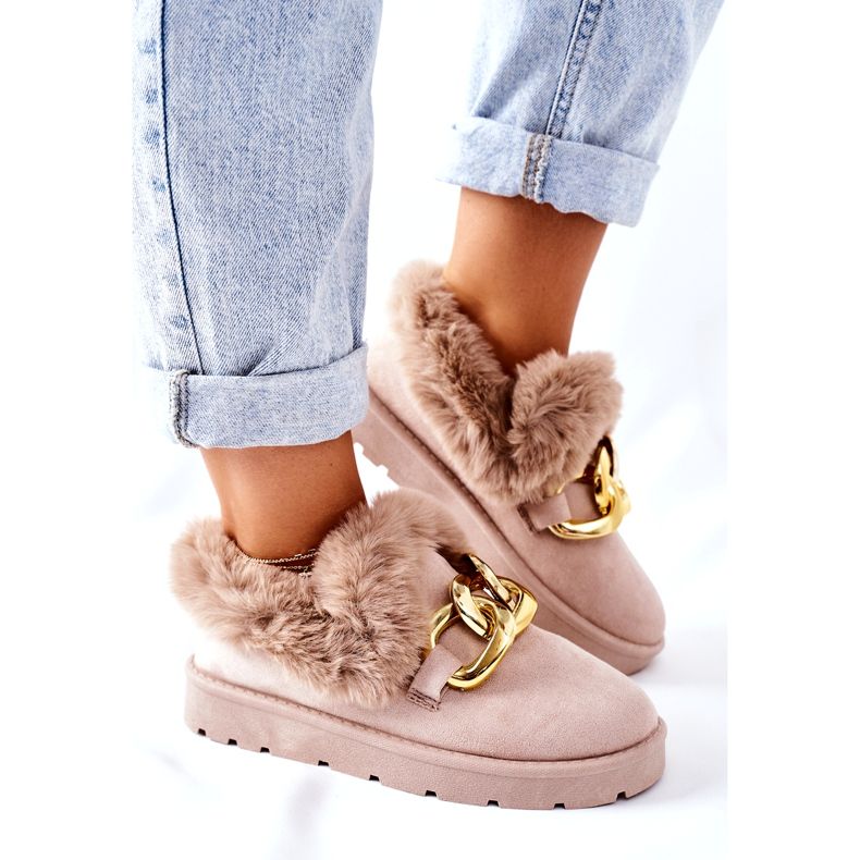 PB1 Pantuflas con Cadena Dorada para Mujer Ardrums Beige 2