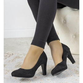 Zapatos de tacón negros sobre poste de cuero ecológico Sara 2