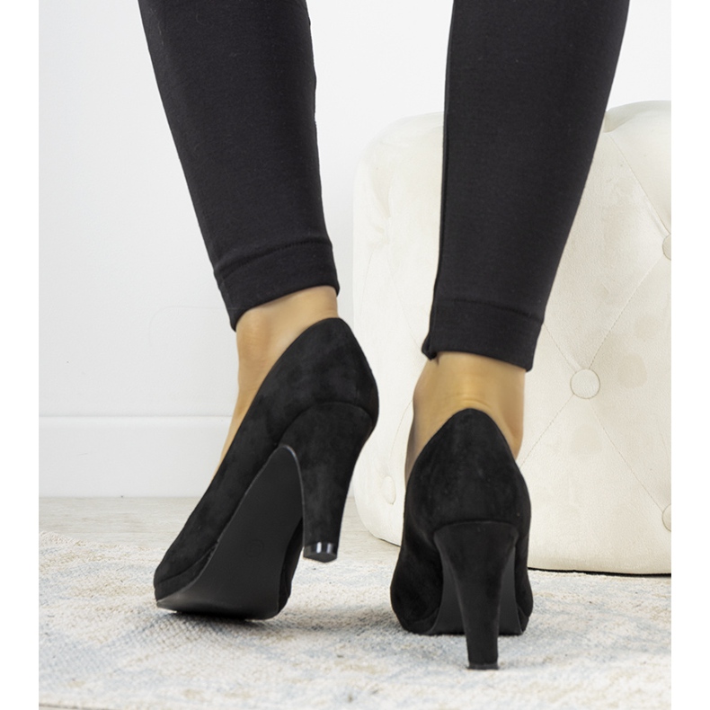 Zapatos de tacón negros sobre poste de cuero ecológico Sara 1