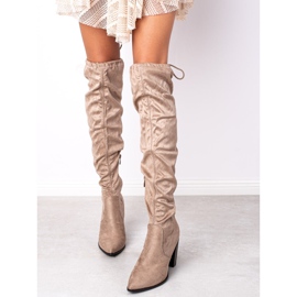 Botas por encima de la rodilla de VINCEZA beige 1