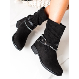 Anesia Paris Botas de ante con rayas decorativas negro 5
