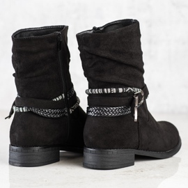 Anesia Paris Botas de ante con rayas decorativas negro 6