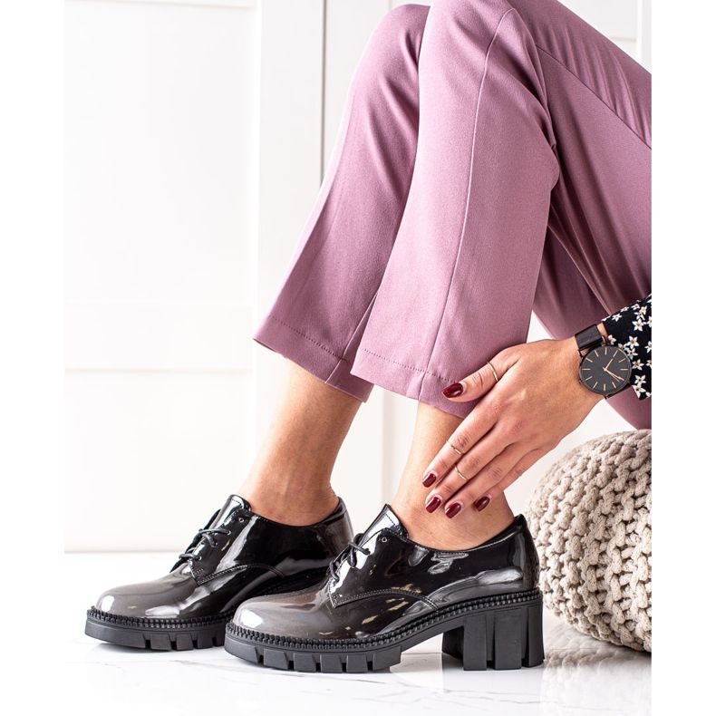 S. BARSKI Zapatos lacados S.BARSKI negro gris 1