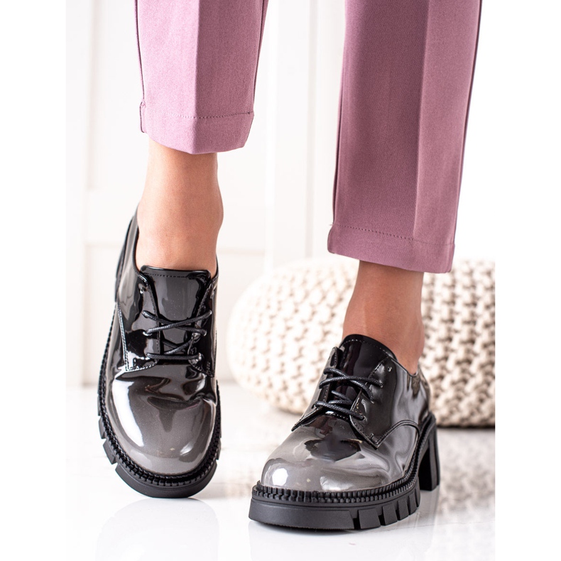 S. BARSKI Zapatos lacados S.BARSKI negro gris 2