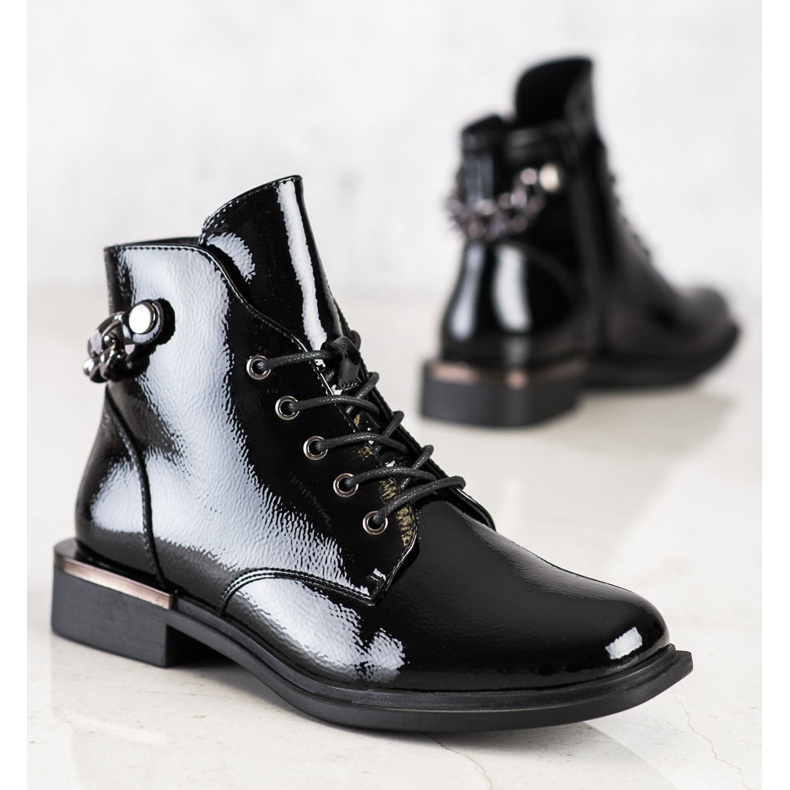 Botas elegantes barnizadas de Sergio Leone negro 1