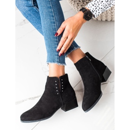 Sergio Leone Botines de ante con circonita cúbica negro 4